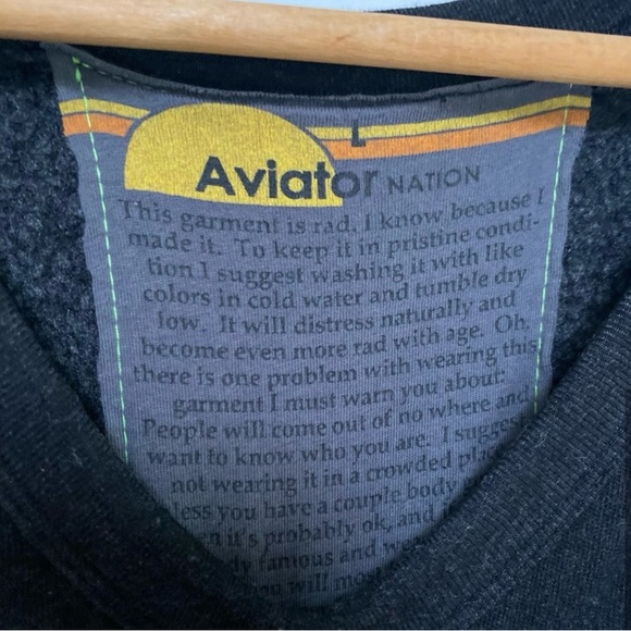 Aviator Nation Black and Pink Crewneck Sweater with Retro Stripes - Picture 5 of 6